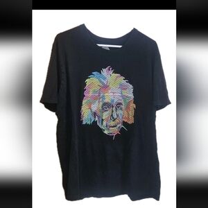 Bioworld Albert Einstein Graphic Print T-Shirt Black Cotton Crew Neck Men's XL